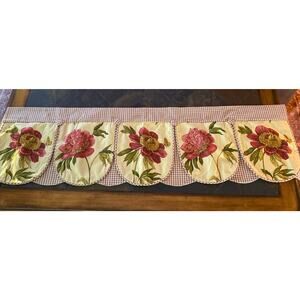 Lot Of 2 COUNTRY CURTAINS BRAND Valances Lined Tailored 50”x14" Cream Red Green